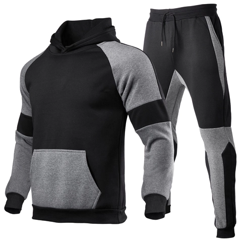 Γυναικείο Casual Αθλητικό Σετ Με Κουκούλα Top Και Bottom Επένδυση Fleece Patchwork για Φθινόπωρο Χειμώνα Outdoor Jogging Sport