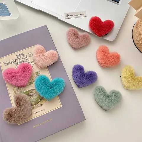 Molletta Per Capelli A Cuore In Peluche Pelliccia Sintetica Clip BB Stile Coreano Dolce Per Donne Ragazze Accessori Per Capelli