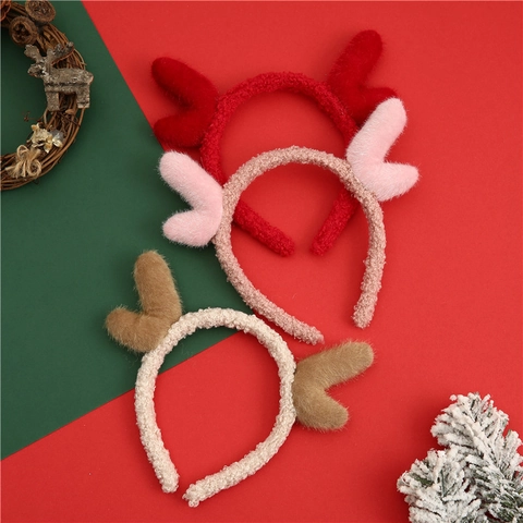 Weihnachten Rentier Geweih Stirnband Süßes Plüsch Lammwolle Textur Haarreif Feiertag Party Dekoration Für Frauen Mädchen