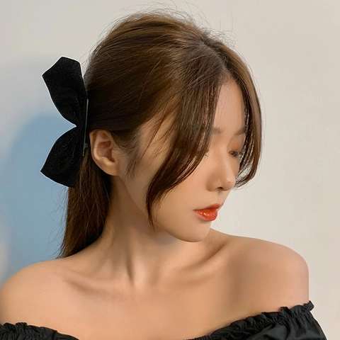 Fermagli Per Capelli In Velluto Nero Con Fiocco Chic Retro Dolce Forcine Accessori Per Ragazze Donne Copricapo Elegante