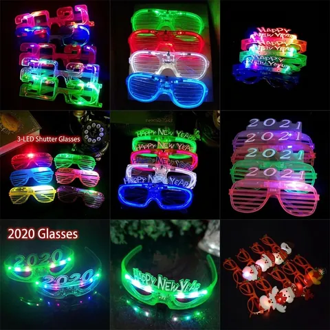 Occhiali In Plastica Lampeggianti A LED Per Il Capodanno 2026 Stile Shutter Shades Accessori Per Feste