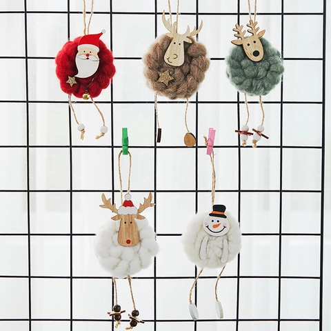 Ornamenti Natalizi Appesi In Feltro Di Lana E Legno Babbo Natale Pupazzo Di Neve Renna Decorazione Albero Fatto A Mano Stile Nordico