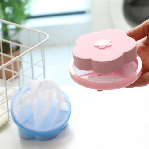 Floating Laundry Filter Bag Flower Shaped Reusable Hair Lint Catcher For Washing Machine PE EVA Polyester Mesh