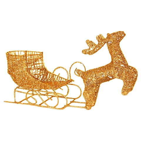 Decorazione Slitta Renna Di Natale Arte In Ferro Metallo Scintillante Glitter Ornamento Da Tavolo