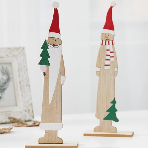 Decorazione Natalizia Legno Babbo Natale Pupazzo Di Neve Dipinto A Mano Sottile Decorazione Scrivania Ufficio Centro Commerciale