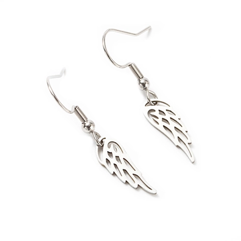 Boucles D Oreilles Pendantes Ailes D Ange Acier Inoxydable Poli Bijoux Gothiques Punk Pour Femmes Hommes