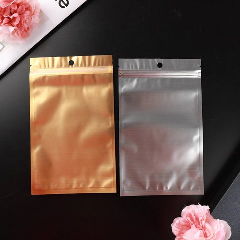 Aluminum Foil Plastic Zipper Sealing Bags Clear Front Window Hanging Hole Reusable Metallic Storage For Jewelry Gifts Dry Food