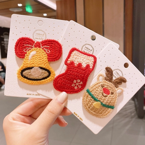Mollette Per Capelli Di Natale Maglia Uncinetto Renna Pupazzo Di Neve Campana Cappello Accessori Per Ragazze Bambini Fatto A Mano
