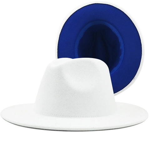 Breedgerande Fedora Hoed Tweekleurig Kasjmier Vilt Jazz Cap Vintage Contrast Elegant Uniseks Retro Feest Reis Accessoire