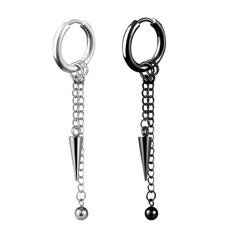 Pendientes De Aro Colgantes De Acero Inoxidable Borla De Cadena Larga Colgante De Punta De Cono Joyería Punk Para Hombres Mujeres