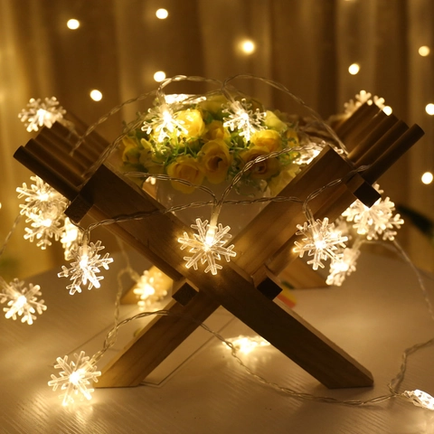 Snowflake LED String Lights Plastic Battery USB Powered Christmas Decoration Fairy Lights Warm White Colorful Home Decor