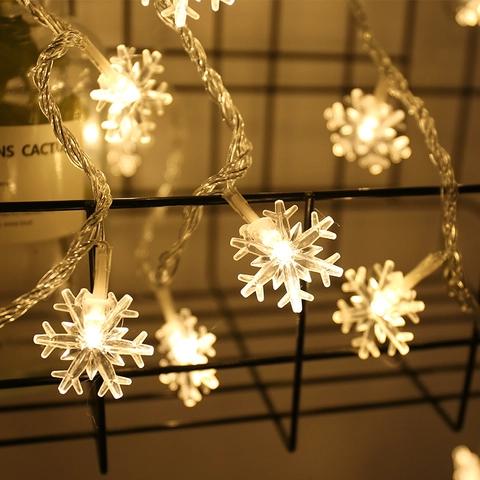 Snowflake LED String Lights Plastic Battery USB Powered Christmas Decoration Fairy Lights Warm White Colorful Home Decor