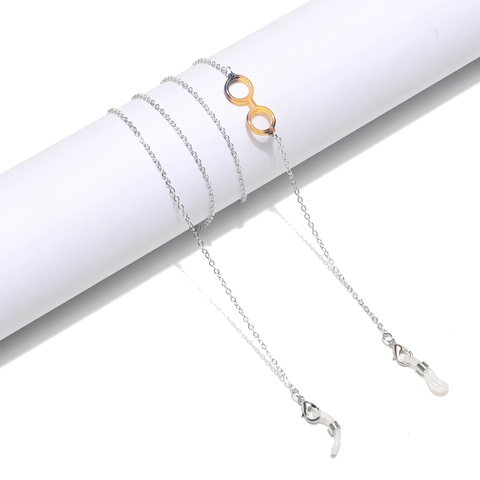 Eyeglass Chain Silver Metal Strap With Leopard Resin Charms Anti-Slip Mask Lanyard Fashion Jewelry For Women