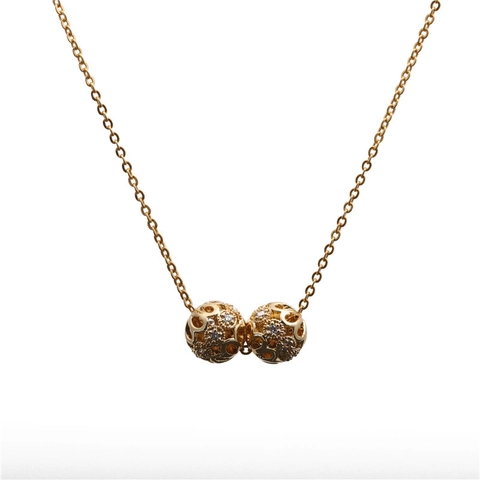 Elegant Copper Necklace With Micro Pave Zircon Hollow Ball Pendant Box Chain For Women Sparkling Jewelry