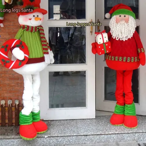 Bambole Telescopiche Di Babbo Natale E Pupazzo Di Neve In Tessuto Peluche Decorazione Festiva Casa Giardino