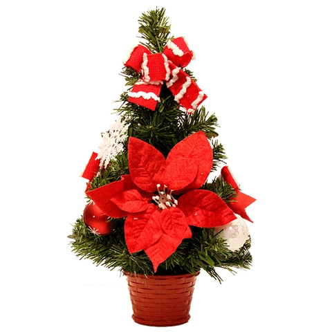 Mini Sapin De Noël Artificiel Décoration De Table PVC Décoré Avec Noeuds Fleurs Flocons De Neige Centre De Table