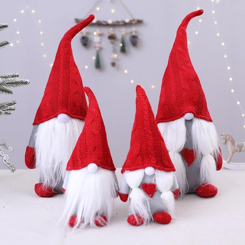 Gnomes De Noël Lumineux Tomte Nordique En Peluche Tricotée Ornements Avec Lumières LED Décoration De Maison De Table De Vacances