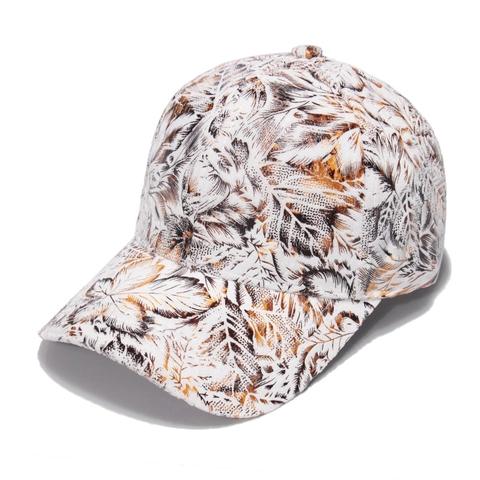 Baseball Cap Retro Leaf Pattern Cotton Polyester Curved Brim Adjustable Sun Hat Outdoor Fashion Unisex