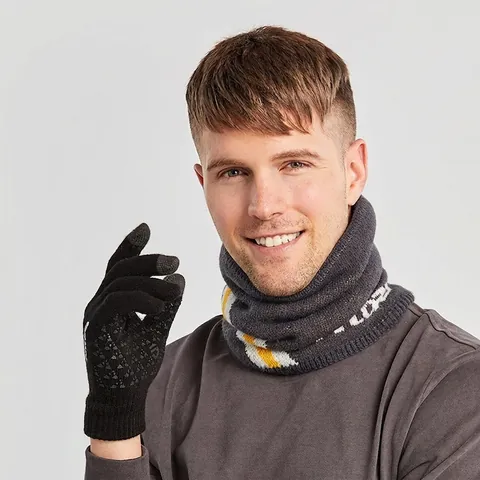 Scaldacollo In Maglia Invernale E Guanti Touchscreen Foderati In Pile Caldo All'Aperto Ciclismo Sci Antivento Accessori