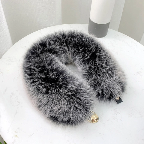 Dames Kunstvossenbont Sjaal Dikke Warme Winter Harige Nekwarmer Met Metalen Gesp Elegante Nylon Kunstbont Kraag