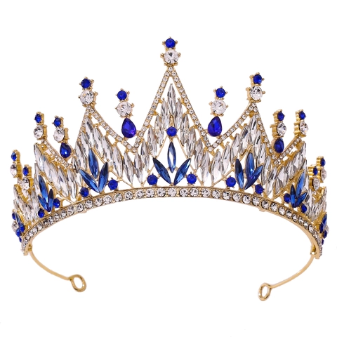 Barock Braut Tiara Krone Luxus Legierung Bunte Strass Kristall Kopfschmuck Für Hochzeit Geburtstag Party Festzug