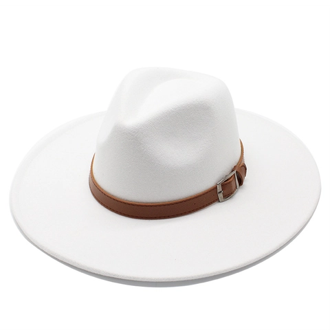 Chapeau Fedora À Bord Large En Feutre De Laine Chapeau Jazz Avec Boucle De Ceinture En Cuir Style Vintage Pour Hommes Et Femmes