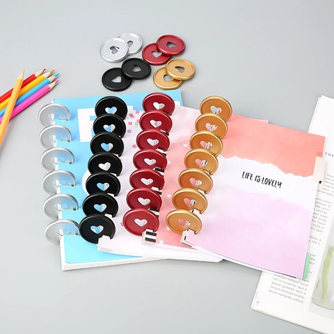 Dischi Per Rilegatura A Disco Cuore Ritagliato Anelli Per Fori A Fungo Per Quaderno DIY Planner Diari Plastica ABS