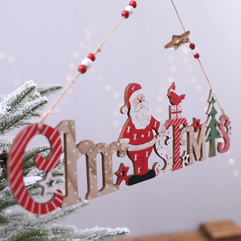 Insegna Appesa Natalizia In Legno Addobbi Albero Babbo Natale Renna Decorazione Parete Casa