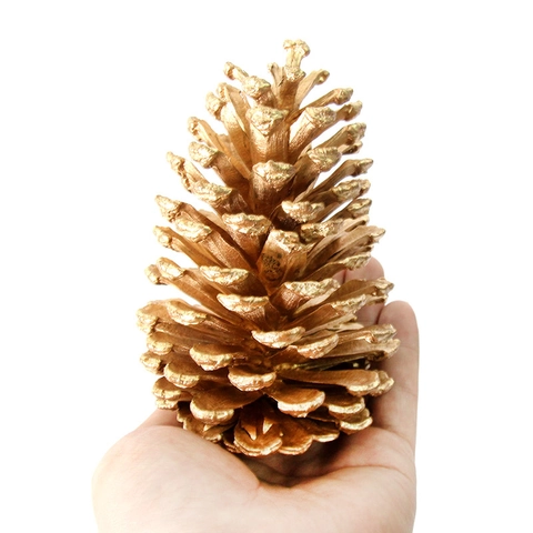 Adornos De Navidad Colgantes Piñas De Pino Madera Natural Efecto Nieve Dorado Decoración De Techo Para Hogar Y Tienda