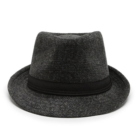 Classic Fedora Hat Retro Woolen Texture Polyester Wide Brim With Decorative Ribbon Autumn Winter Men Fashion Style