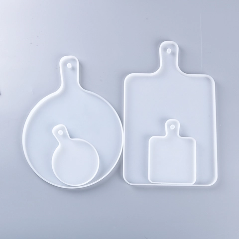 DIY Epoxy Resin Casting Silicone Mold Mirror Surface Round Handle Tray Coaster Craft Tray Mold For Home Decoration Table Ornaments Art Crafts Supplies