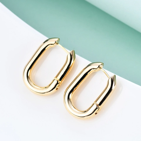 Minimalistische Kupfer Vergoldet U-Förmige Ohrringe Für Damen Geometrische Glänzend Poliert Mode Schmuck Zubehör