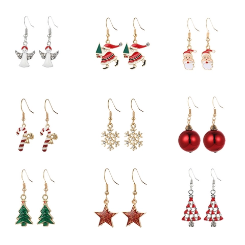 Legierung Emaille Weihnachtsohrringe Mit Edelstahl Ohrstecker Weihnachtsmann Baum Elch Festlicher Schmuck Für Damen