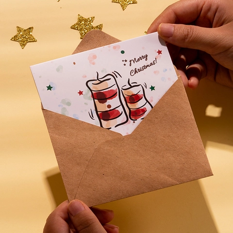 Weihnachtsgrusskarten Mit Umschlägen Und Aufklebern Aus Weißem Karton Illustrationsstil Karten Für Urlaubssegen
