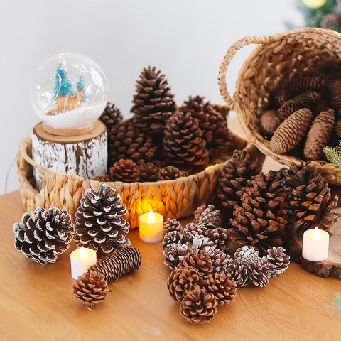 Pigne Naturali Decorazioni Di Natale Ornamenti Oro Ghiacciato Fai Da Te Inverno Casa Arredamento Festa