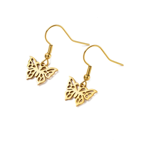 Pendientes De Gancho De Mariposa Mano De Hamsa Corazón Calado De Acero Inoxidable Para Mujer Joyería Pulida Minimalista