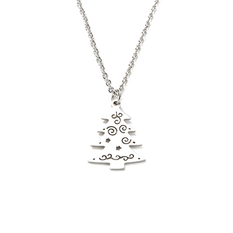 Collana Con Pendente Albero Di Natale Acciaio Inossidabile Stella Cava Gioielli Festivi Per Uomo Donna