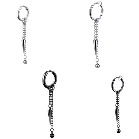 Pendientes De Aro Colgantes De Acero Inoxidable Borla De Cadena Larga Colgante De Punta De Cono Joyería Punk Para Hombres Mujeres