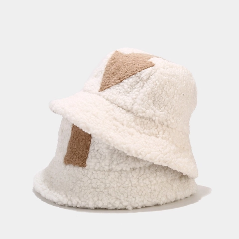 Cappello Alla Pescatora Pile Teddy Caldo Inverno Esterno Protezione Solare Motivo Freccia Streetwear Per Uomini Donne