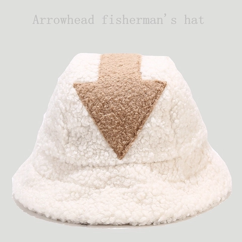Bucket Hat Kunstlammfell Teddy Fleece Winter Warm Pfeilmuster Streetwear Mode Unisex Fischerhut