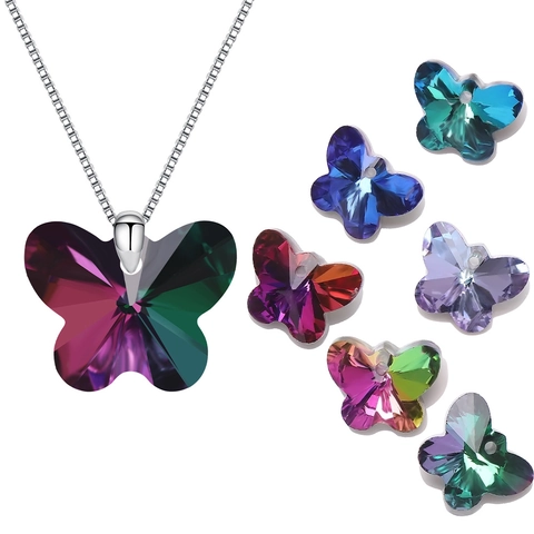 Butterfly Crystal Glass Pendants Faceted Electroplated Colorful Jewelry Making DIY Accessories For Earrings Necklaces
