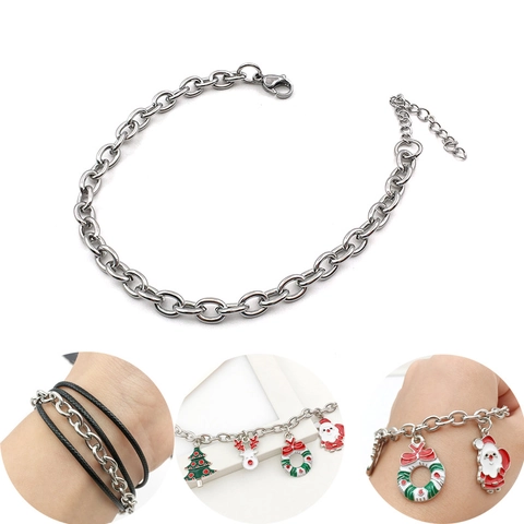Stainless Steel Bracelet Chain For Jewelry Making Accessory With Lobster Clasp And Extension Link Women Men Adjustable