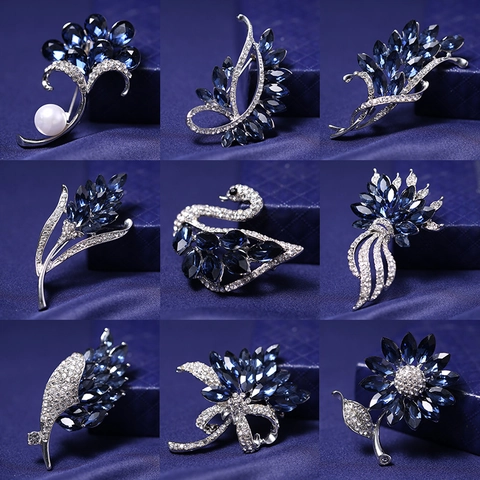Spilla In Lega Con Strass In Vetro Di Cristallo E Perla Artificial Fiore Piuma Cigno Forma Accessorio Moda Per Donna