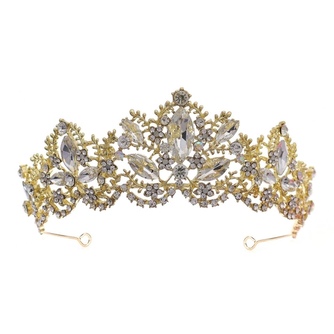 Tiara Corona Collana Orecchini Barocca Strass Imitazione Perla Artificial Lega Lusso Vintage Matrimonio Sposa Banchetto Festa Copricapo