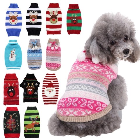 Pull De Noël Pour Animaux Acrylique Chaud Col Roulé Renne Père Noël Dinde Motifs Petits Moyens Chiens Chats