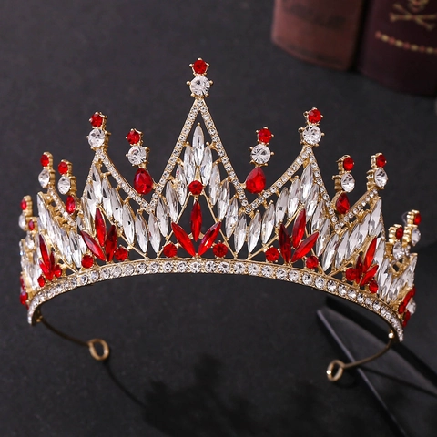 Barock Braut Tiara Krone Luxus Legierung Bunte Strass Kristall Kopfschmuck Für Hochzeit Geburtstag Party Festzug