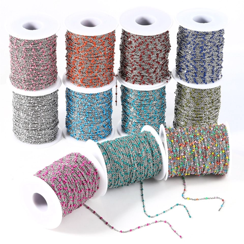 Bunte Emaille Perlenkette Edelstahl DIY Schmuckherstellung Gliederketten Für Halskette Armband Handwerk Spulen
