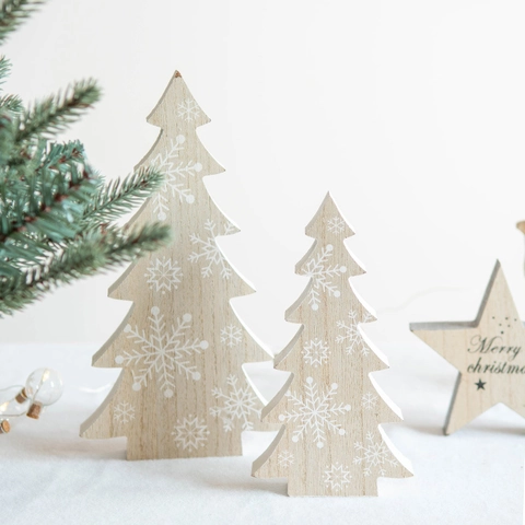 Adorno De Árbol De Navidad De Madera Estrella Decoración De Mesa Caballo Balancín Estilo Nórdico Copo De Nieve Hogar