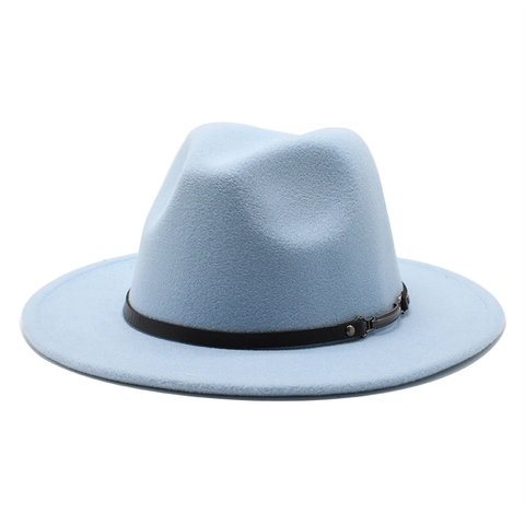 Chapeau Fedora Classique En Feutre De Laine À Bord Large Plat Style Western Rétro Avec Bande En Cuir Pour Hommes Femmes