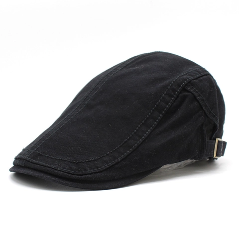 Vintage Schiebermütze Baumwolle Twill Flache Newsboy Mütze Mit Verstellbarer Metallschnalle Britischer Stil